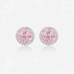 Pink Round Halo Earrings