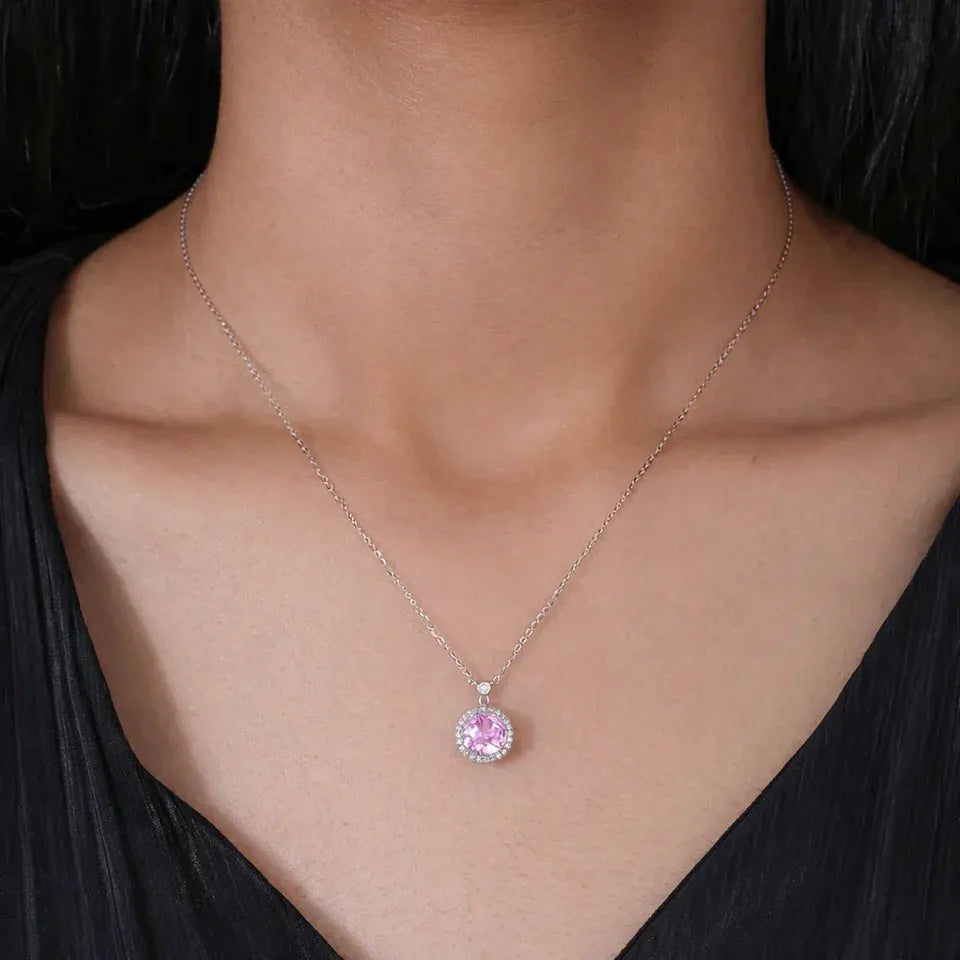 Heart Shape Radiance Diamond 925 Sterling Silver Pendant Chain for Women