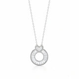Circle Heart Diamond 925 Sterling Silver Pendant Chain for Women