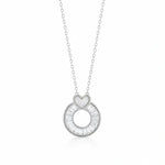 Circle Heart Diamond 925 Sterling Silver Pendant Chain for Women