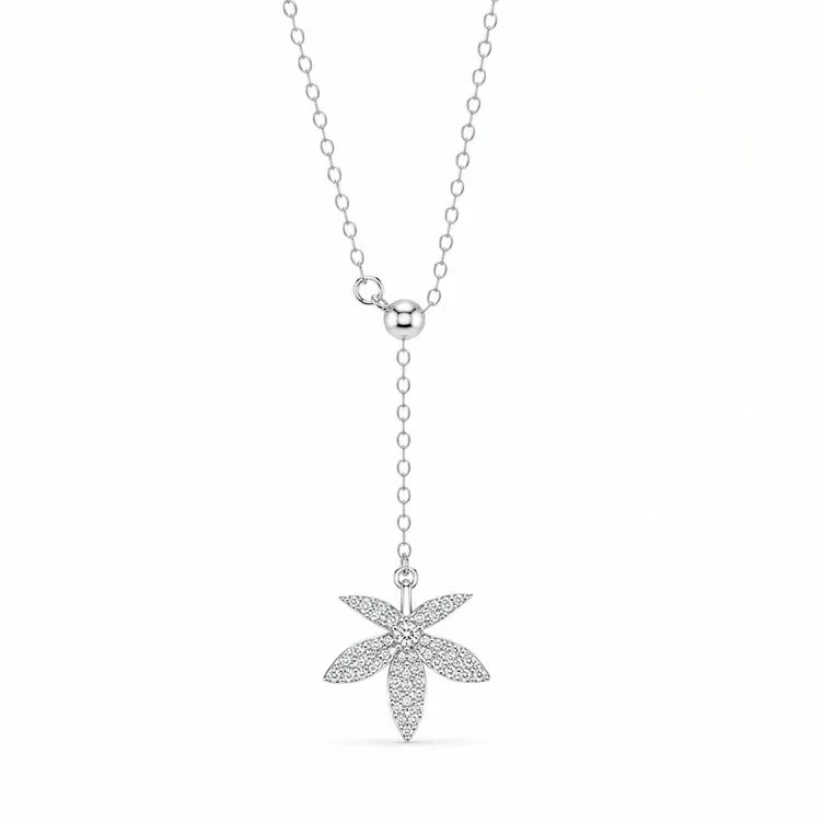 Star Flower Diamond 925 Sterling Silver Pendant Chain for Women