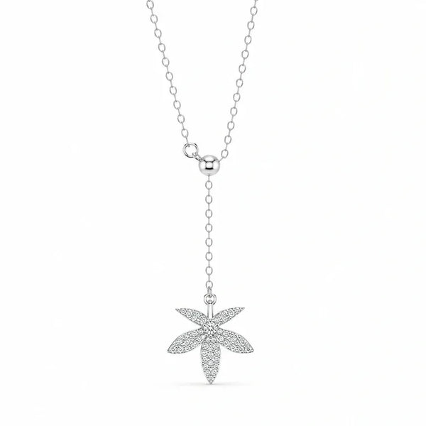 Star Flower Diamond 925 Sterling Silver Pendant Chain for Women