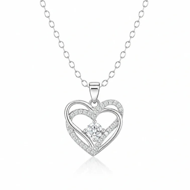 Royal Heart Diamond 925 Sterling Silver Pendant Chain for Women