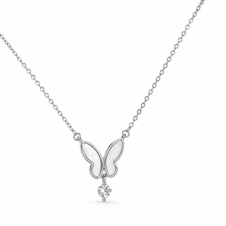 Butterfly Diamond 925 Sterling Silver Pendant Chain for Women