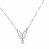 Butterfly Diamond 925 Sterling Silver Pendant Chain for Women