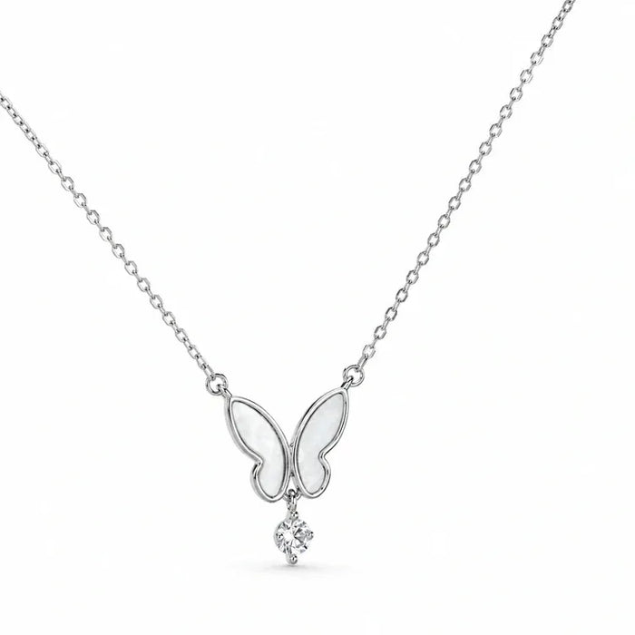 Butterfly Diamond 925 Sterling Silver Pendant Chain for Women