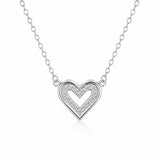 Heart Pearl Diamond 925 Sterling Silver Pendant Chain for Women