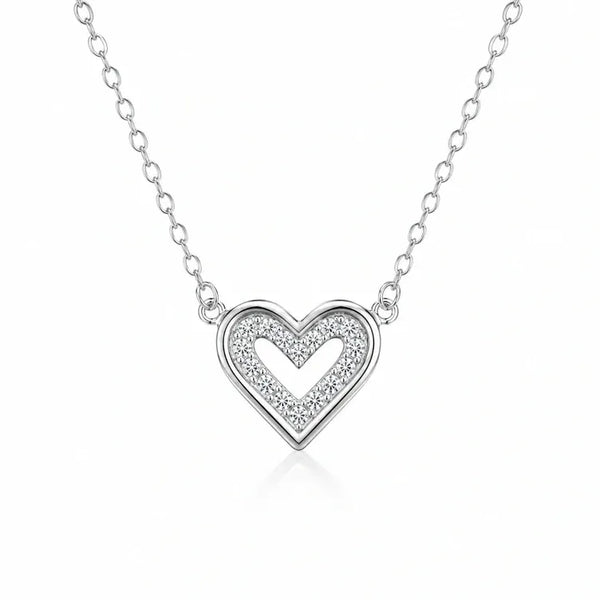 Heart Pearl Diamond 925 Sterling Silver Pendant Chain for Women