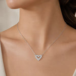 Heart Pearl Diamond 925 Sterling Silver Pendant Chain for Women