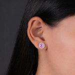 Blush Pink Round 925 Sterling Silver Stud Earrings for Women