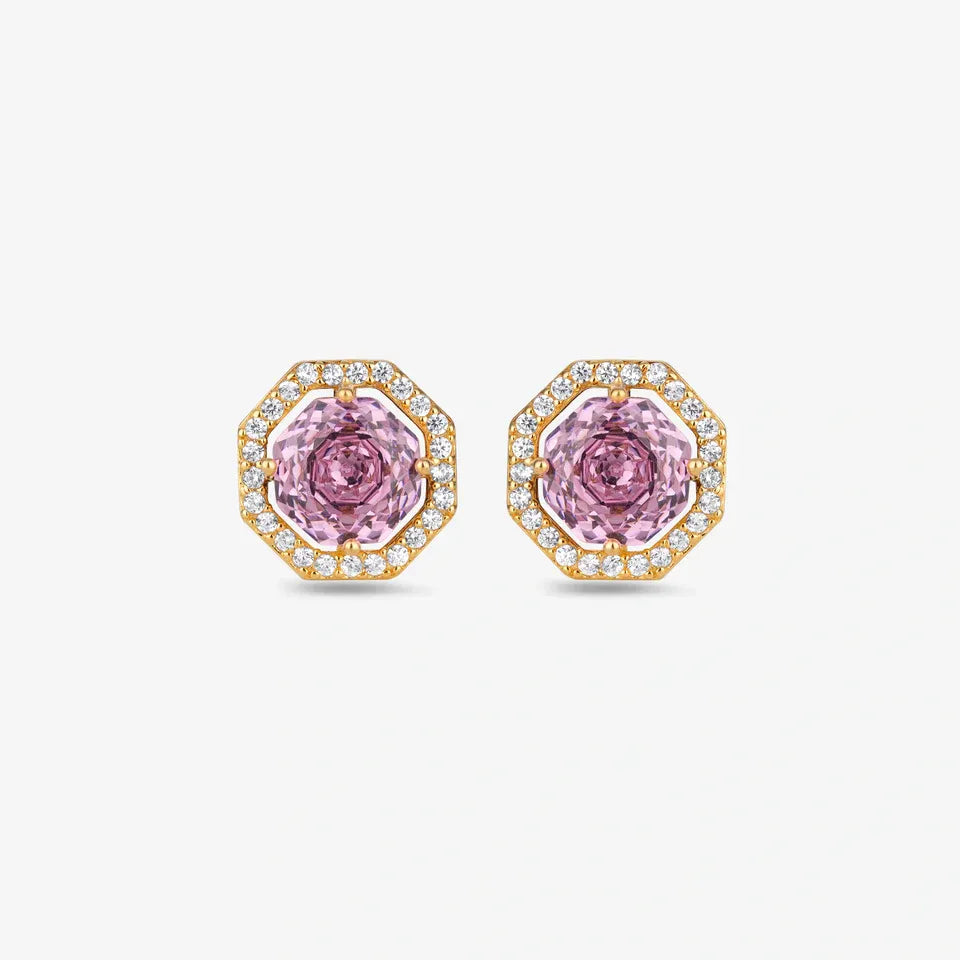 Blush Pink Round 925 Sterling Silver Stud Earrings for Women
