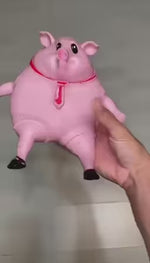 Funny Pink Pig Squishy Toy Stretchy Stress Relief Pig Glue-Sand Filled Soft Rubber Animal Sensory Decompression Fidget Toy for All Ages